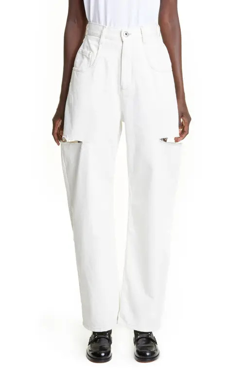 Maison Margiela Ripped Side Cutout Jeans in White at Nordstrom, Size 8 Us | Nordstrom