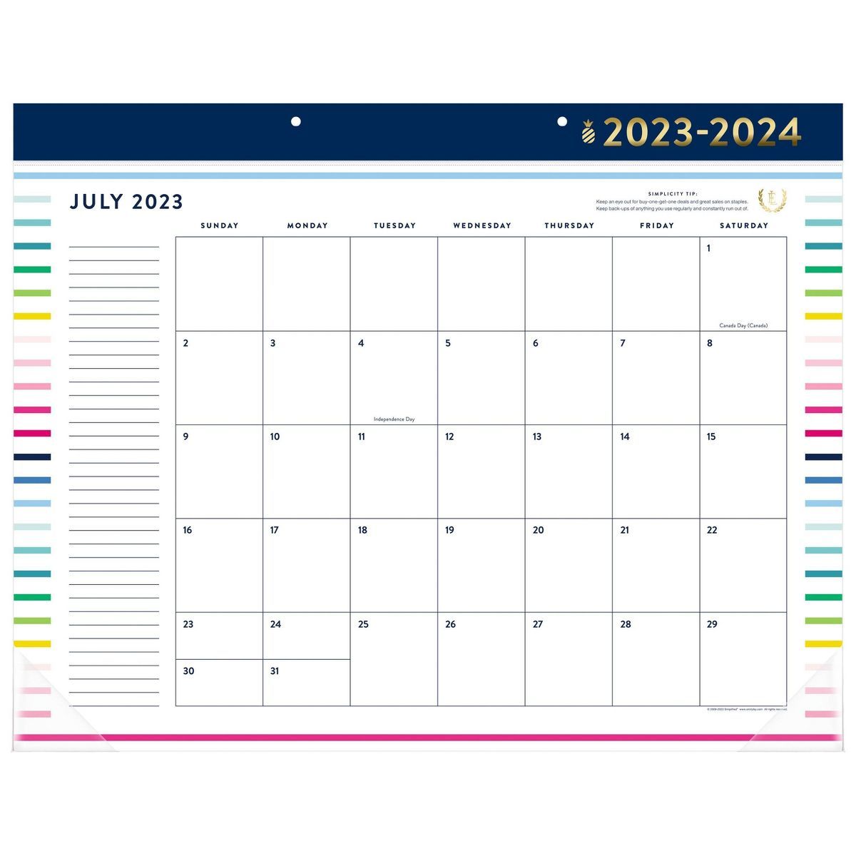 Emily Ley for At-A-Glance 2023-24 Desktop Calendar 21.75"x17" Happy Stripe | Target
