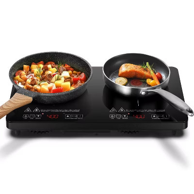 Dual Induction Cooktop with 10 Hour Timer, 7 Blade Cooling Fan, 18 Power and 20 Temperature, 1800W Induction Stove with Residual Heat Indicators | Target