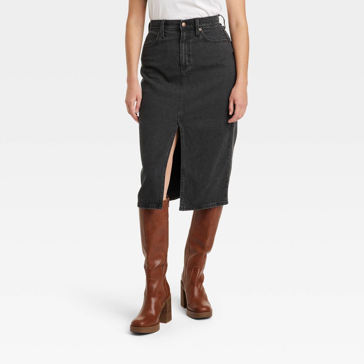 Women's High-Rise Denim Midi Skirt - Universal Thread™ | Target