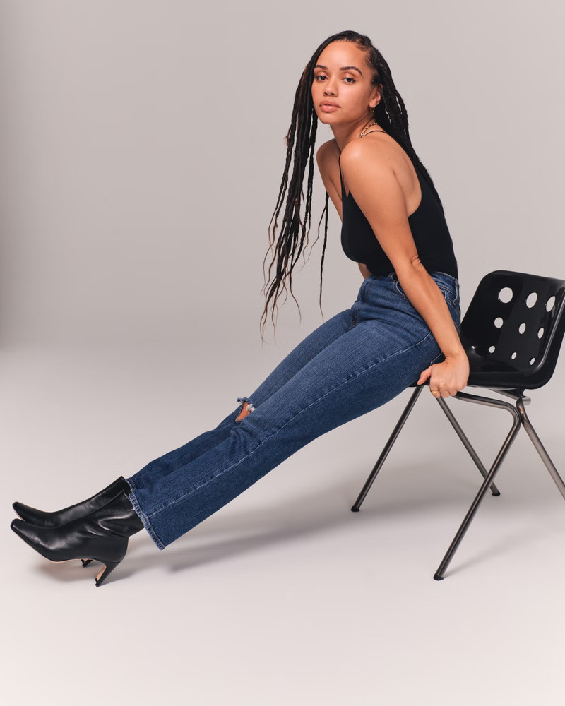 Lightweight Comfort StretchCurve Love Ultra High Rise Ankle Straight Jean | Abercrombie & Fitch (US)