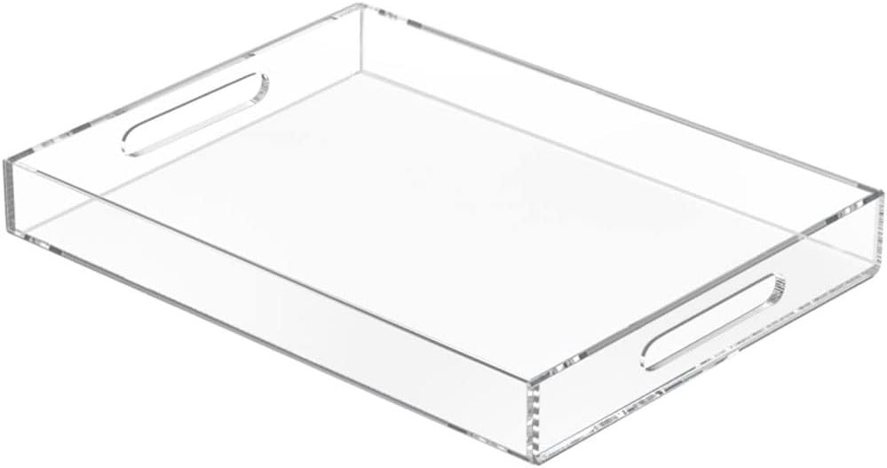 NIUBEE Clear Serving Tray 12x16 Inches -Spill Proof- Acrylic Decorative Tray Organiser for Ottoma... | Amazon (US)