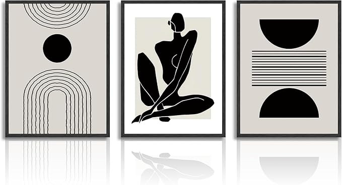 Dazzlewall Boho Abstract Wall Decor Poster Black and White Geometric Wall Poster for Bedroom Livi... | Amazon (US)