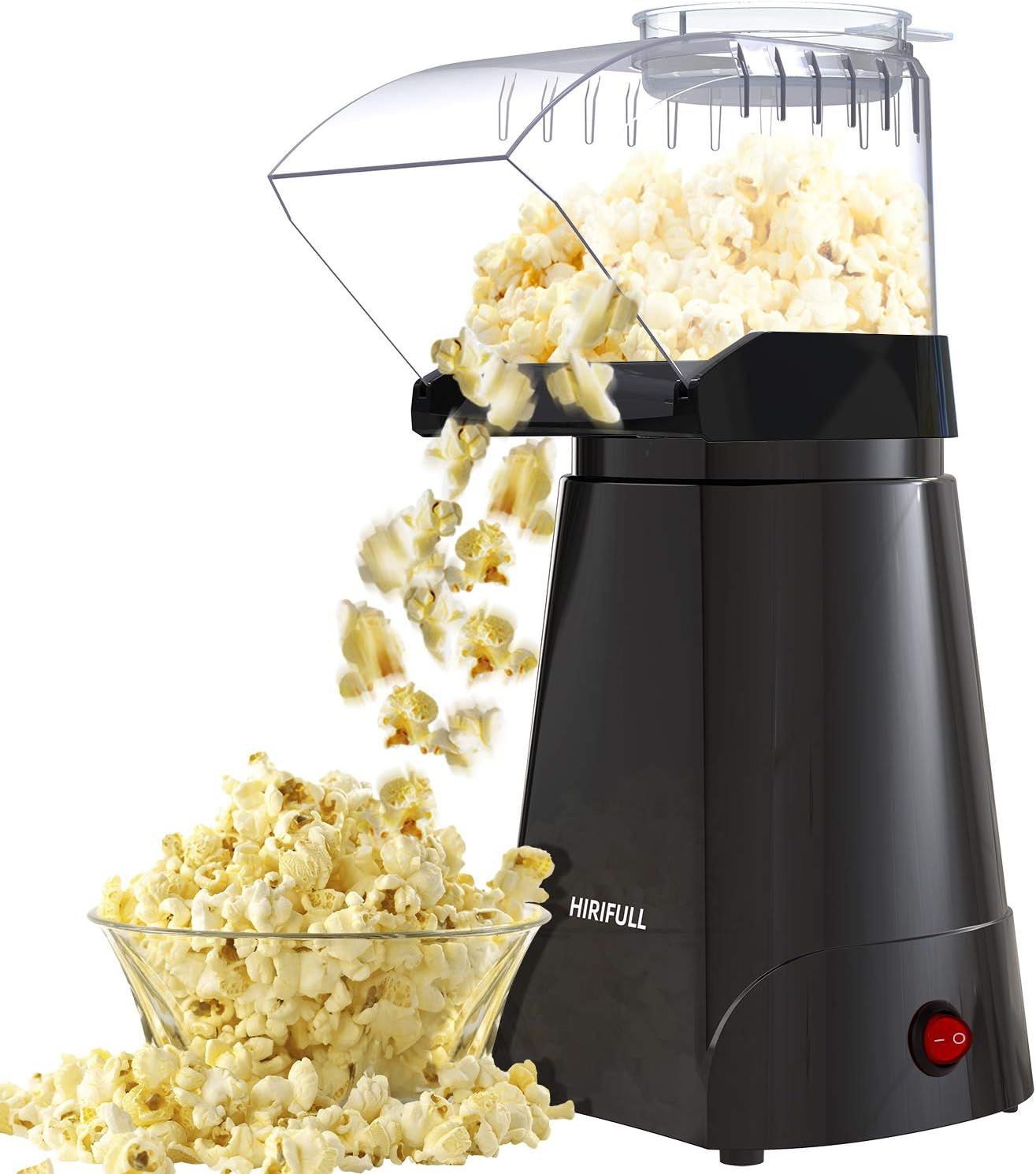 HIRIFULL 1200W Hot Air Popcorn Poppers Machine, Home Electric Popcorn Maker with Measuring Cup, 3... | Amazon (US)