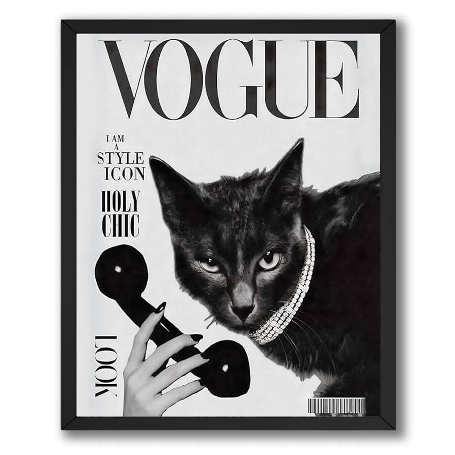 InkFlow Vogue Cat Poster - Fashion-Inspired Wall Art for Home, Office, Bedroom, or Living Room D... | Amazon (US)