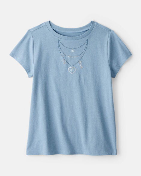 Girls Charm Necklace Short-Sleeve Graphic Tee - Blue | Carter's Inc