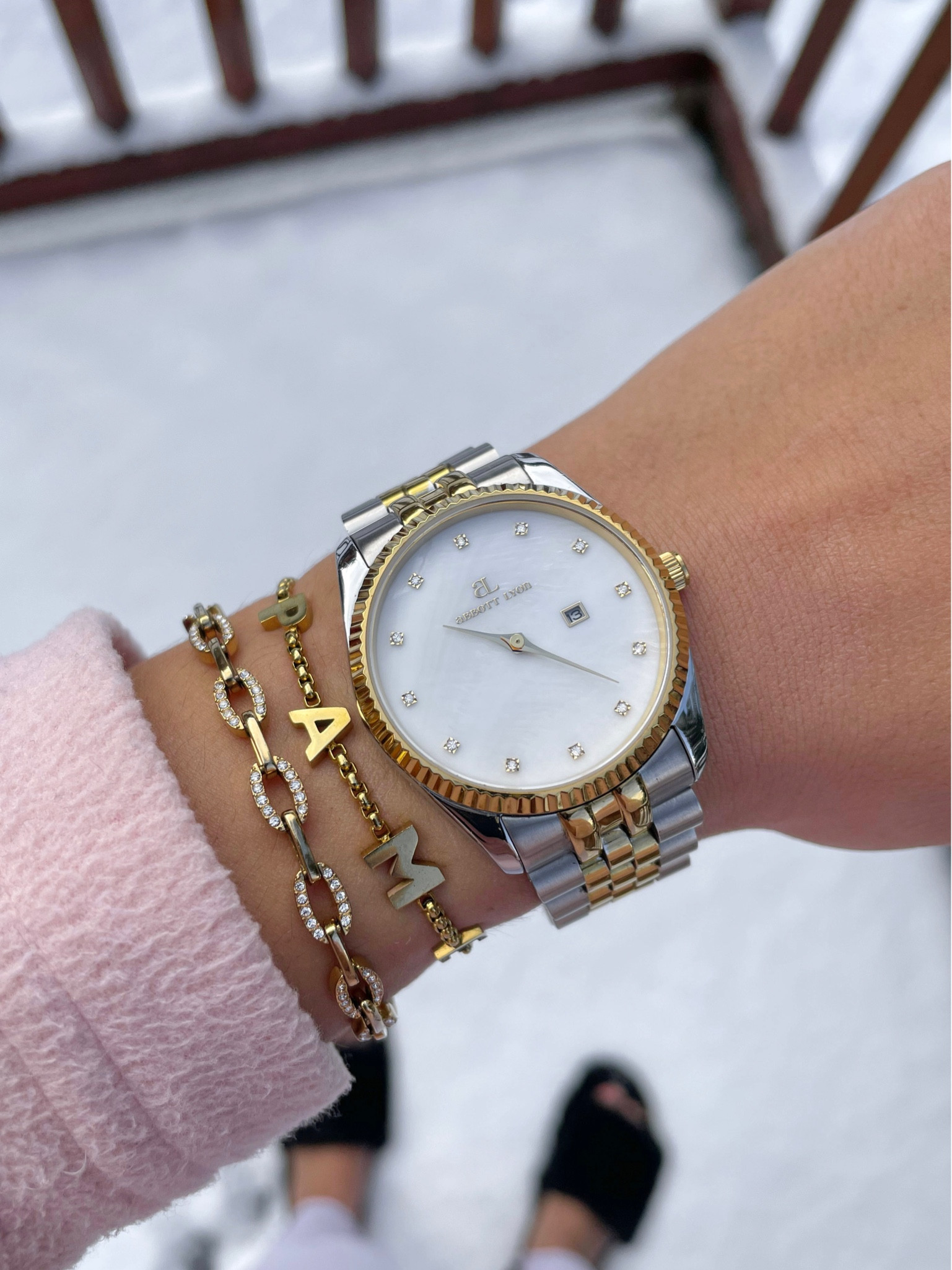 Wrist stack perfect for the slopes or après ski - bracelets and watch 

#LTKGiftGuide #LTKtravel #LTKSeasonal