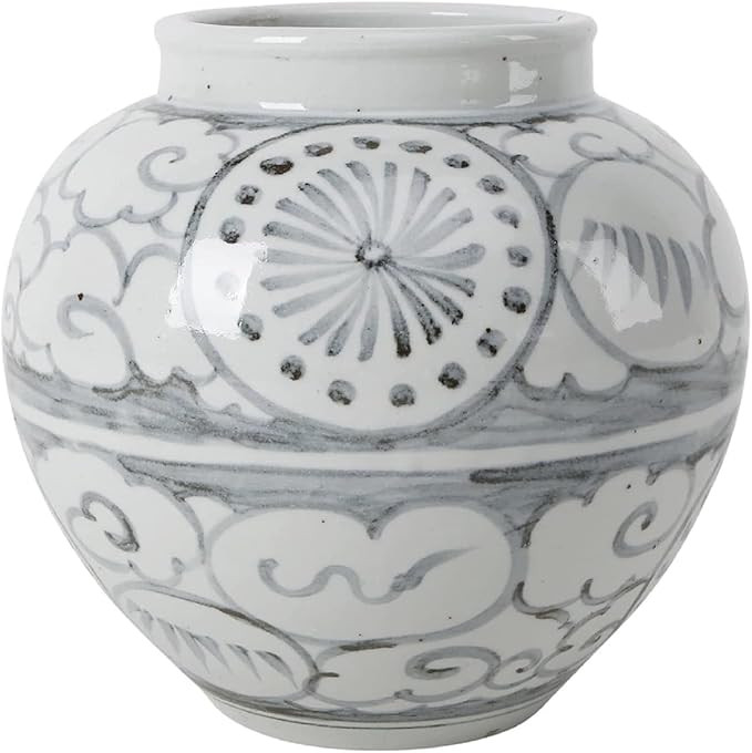 Overstock Lily's Living 10 in. Tall Off White Porcelain Ming Ming Vase with Lucky Cloud Motif | Amazon (US)