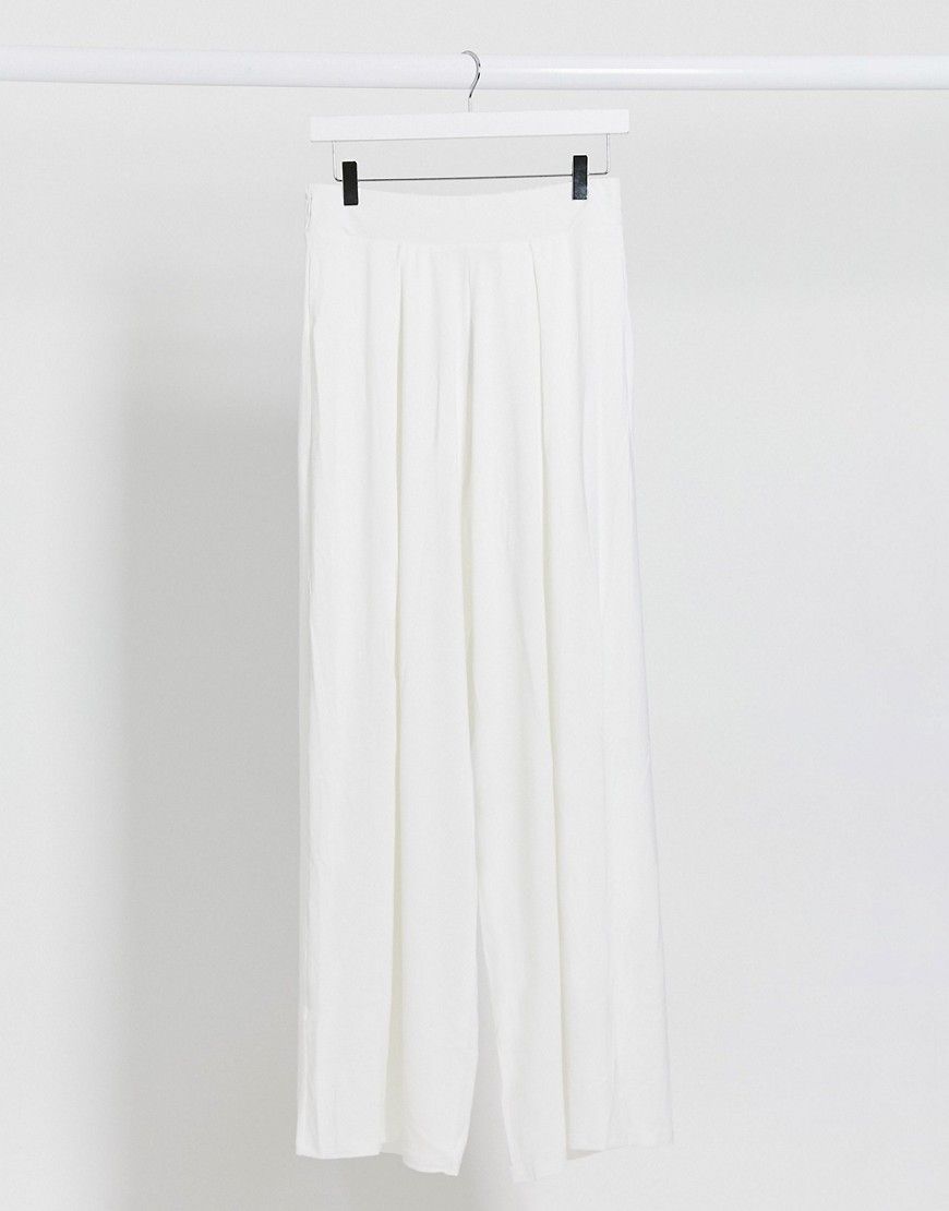 ASOS DESIGN basic wide leg jersey pants in white | ASOS (Global)