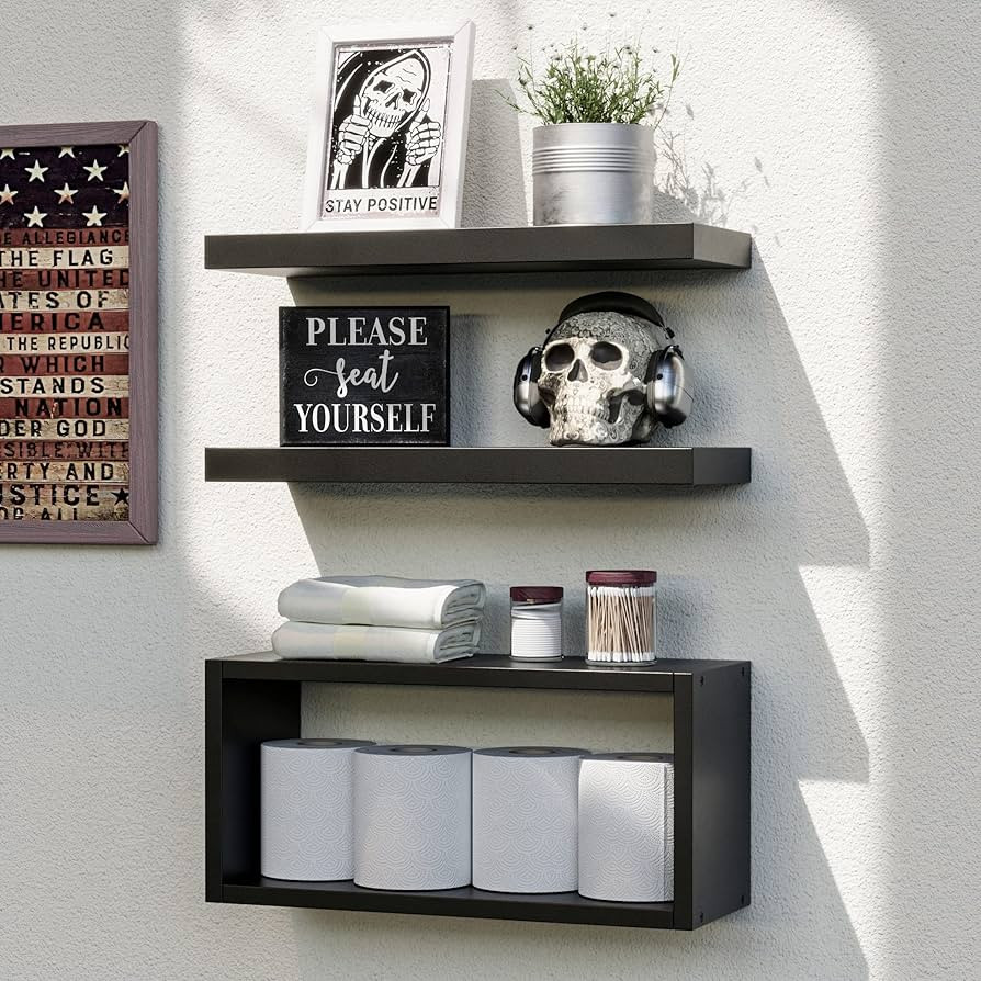 RICHER HOUSE Black Floating Shelves Set of 3, Modern Bathroom Shelves Wall Mounted Shelves for Wa... | Amazon (US)
