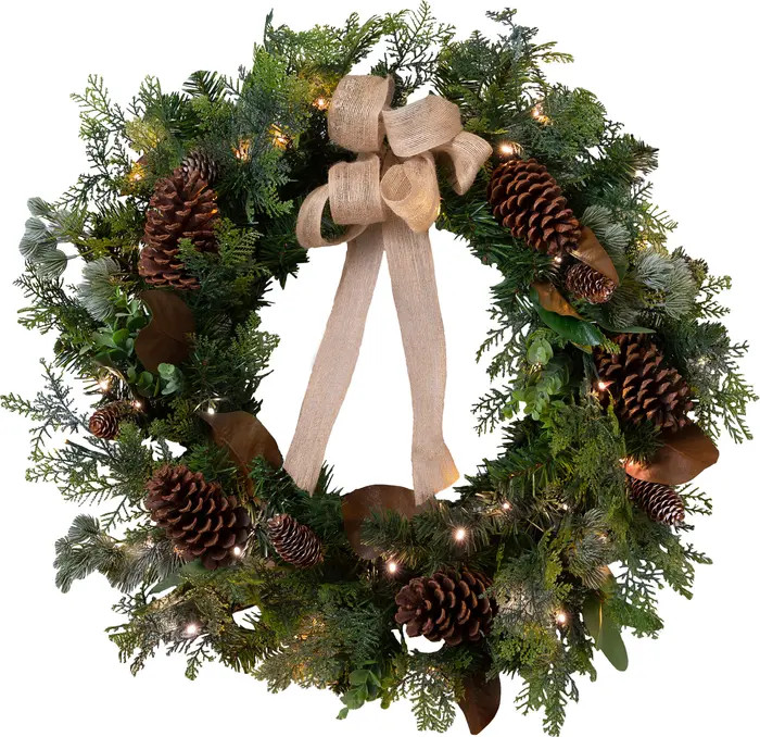 Balsam Hill Cedar Lodge Artificial LED Light Outdoor Wreath | Nordstrom | Nordstrom