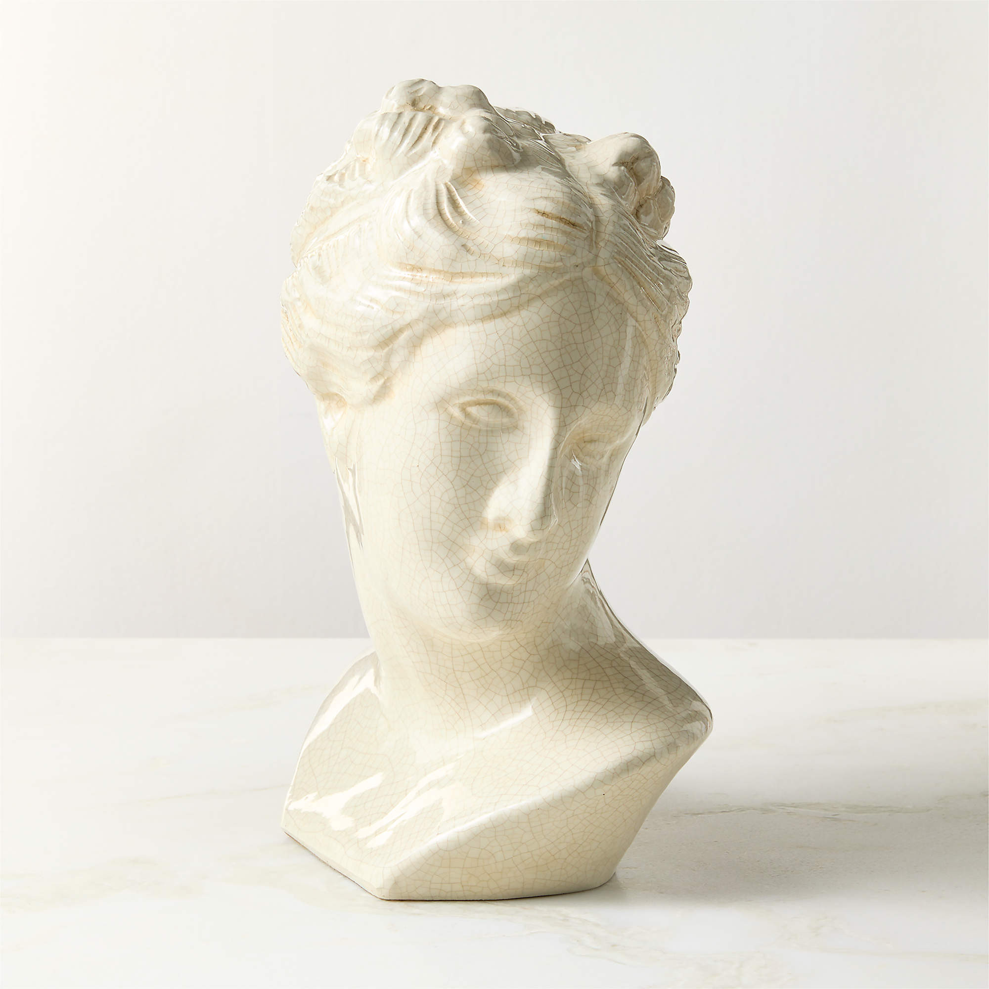 Eris White Bust Sculpture with Crackle Glaze + Reviews | CB2 | CB2