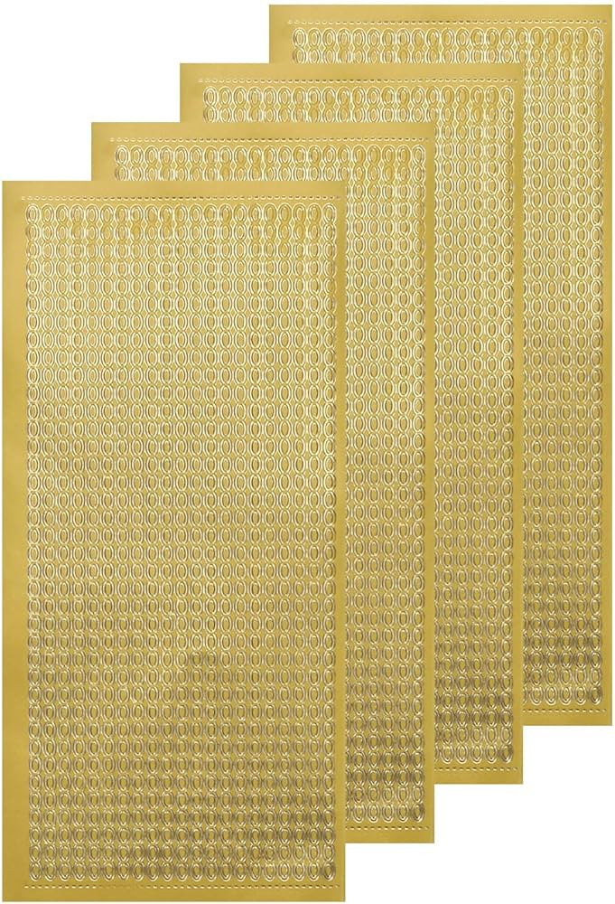 MECCANIXITY 4 Sheets Nail Gold Art Stickers Decals 3D Chains Line Metallic Sticker Holographic Se... | Amazon (US)