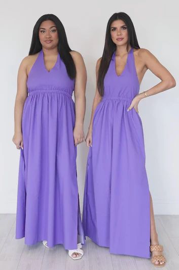 Embrace The Moment Electric Purple Halter Maxi Dress | Pink Lily