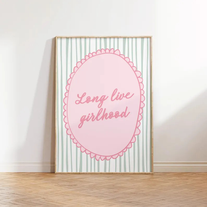 Long Live Girlhood Print Green and Pink, Vintage Girl Nursery Wall Art, Girl Bedroom Decor, Cotta... | Etsy (US)