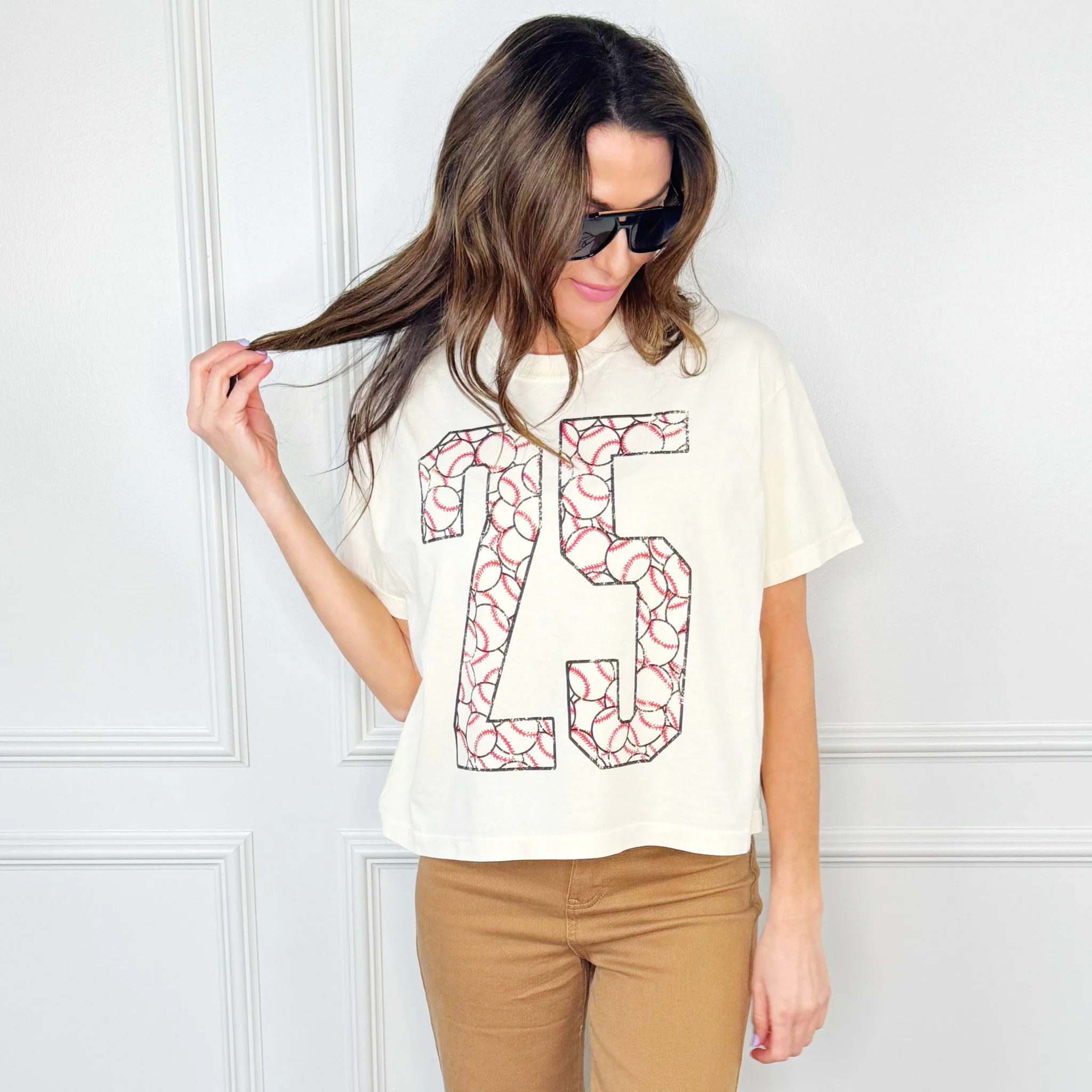 Custom Baseball Number Crop Tee | Poppy & Pine