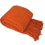 Home Soft Things Knitted Tweed Throw Couch Cover Blanket, 50 x 60, Burnt Orange | Amazon (US)