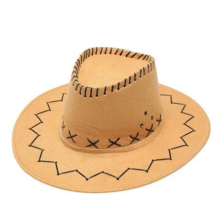 Beppter Casual Solid Suture Summer Western Fashion Cowboy Sun Hat Wide Brim Travel Sun Cap Cowboy Ha | Walmart (US)