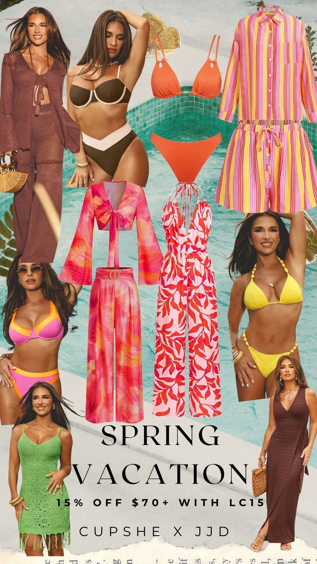 spring break vacation swim + cover ups! use code LC15 for 15% off orders $70+! cupshe x jjd this collection is SO good!! bright colors, fun prints, elevated neutrals + beach ready sets! cupshe, swim haul 

#LTKTravel #LTKSaleAlert #LTKSwim