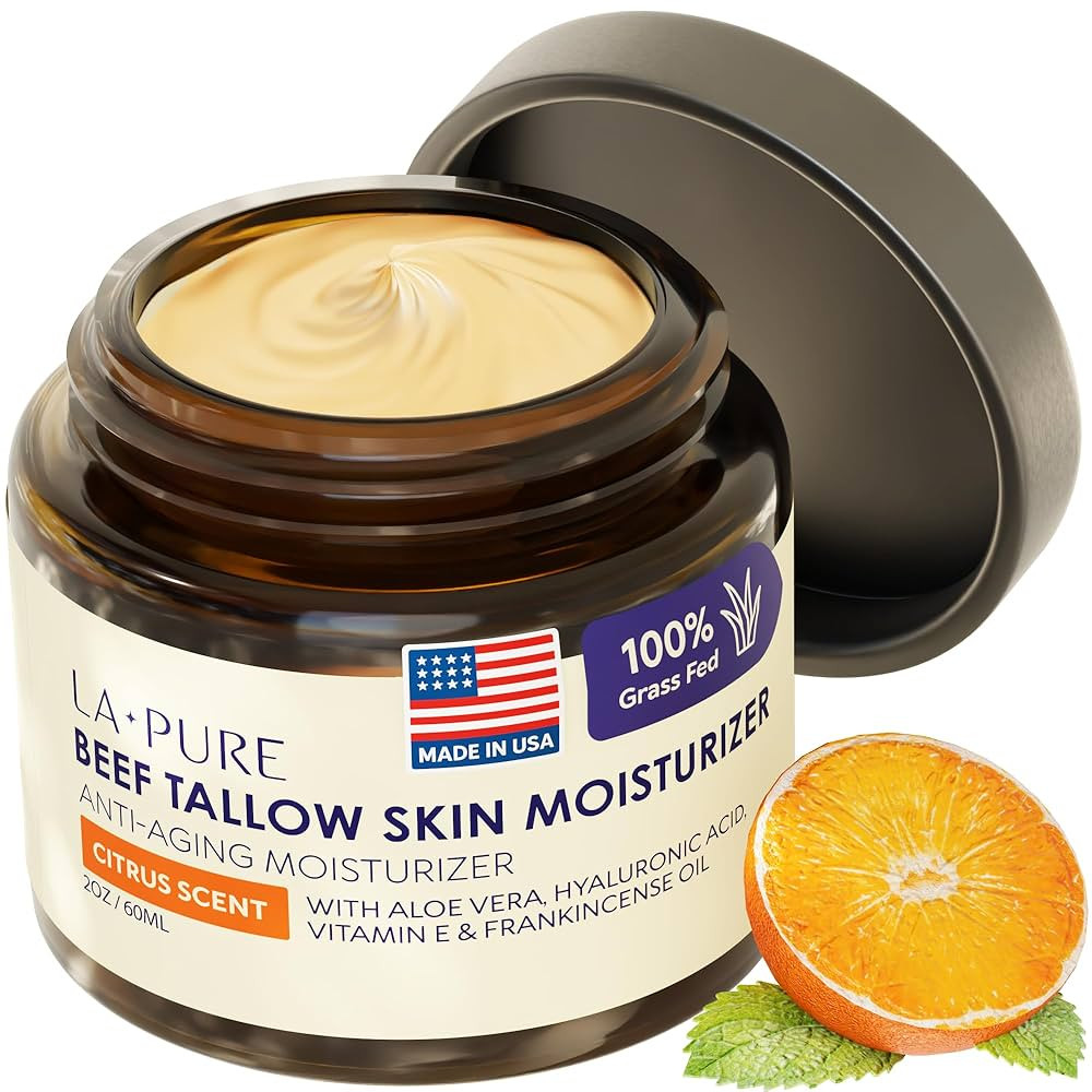 Beef Tallow for Skin, Grass-Fed Tallow Face Cream with Hyaluronic Acid, Aloe Vera & Frankincense,... | Amazon (US)