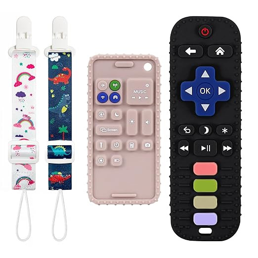 Kpblis 2 Pcs Baby Teether Toys, Remote Control Shape Teething Toys and Cell Phone Teether for Bab... | Amazon (US)