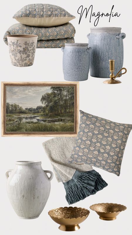 New Magnolia spring collection. Soft blues, artwork, pillows, throws, bedding, vases, candlesticks and more 

#LTKhome