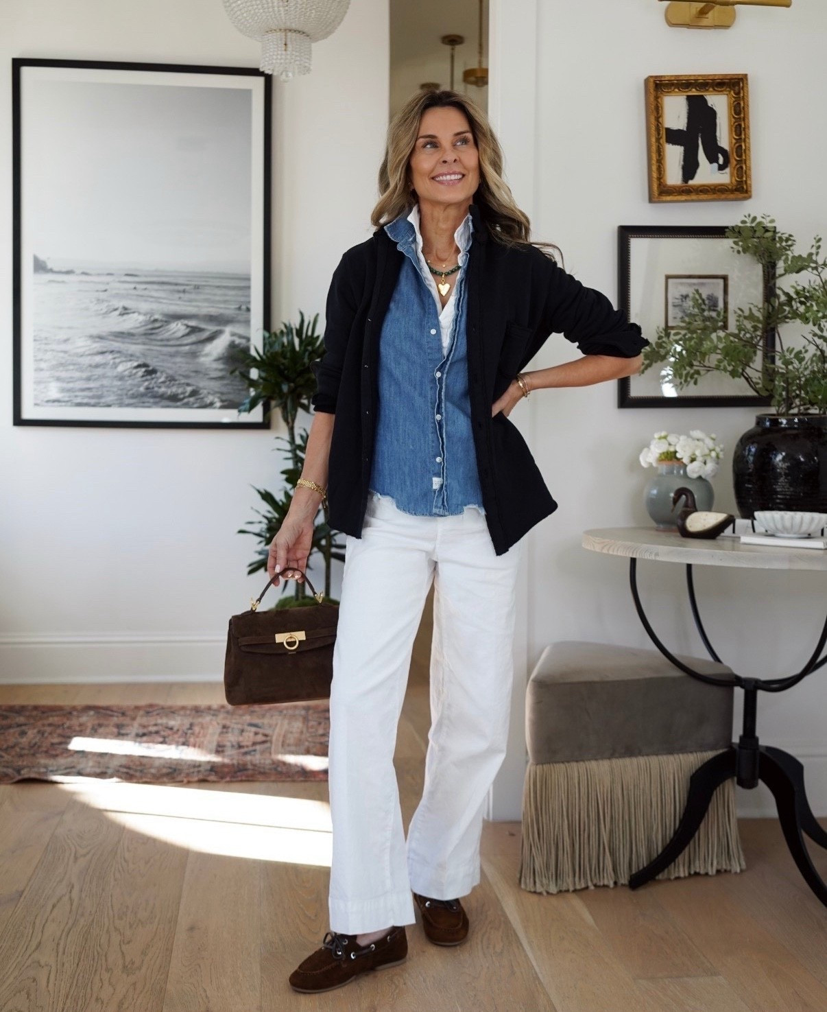 I’m 5’6”
-Pants are a favorite fabric to wear into summer. 
-Eileen fleece sz XS British Royal Navy
-Barry denim top I wear constantly! It’s tapered at the waist. TTS, 
-Patrick top is a staple! Sz S 

#LTKOver40 #LTKootd #LTKgrwm