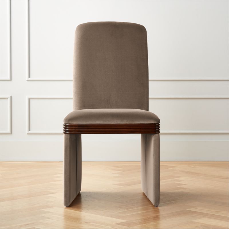 Rhodes Taupe Upholstered Velvet Dining Chair + Reviews | CB2 | CB2