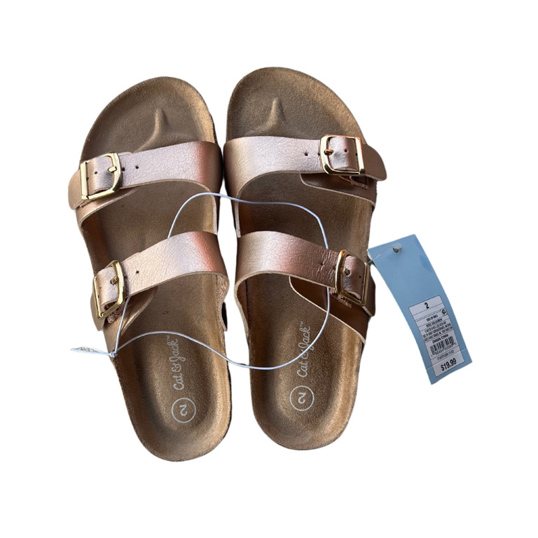 Kids Double Buckle Cat and Jack Rose Gold Sandal | Walmart (US)