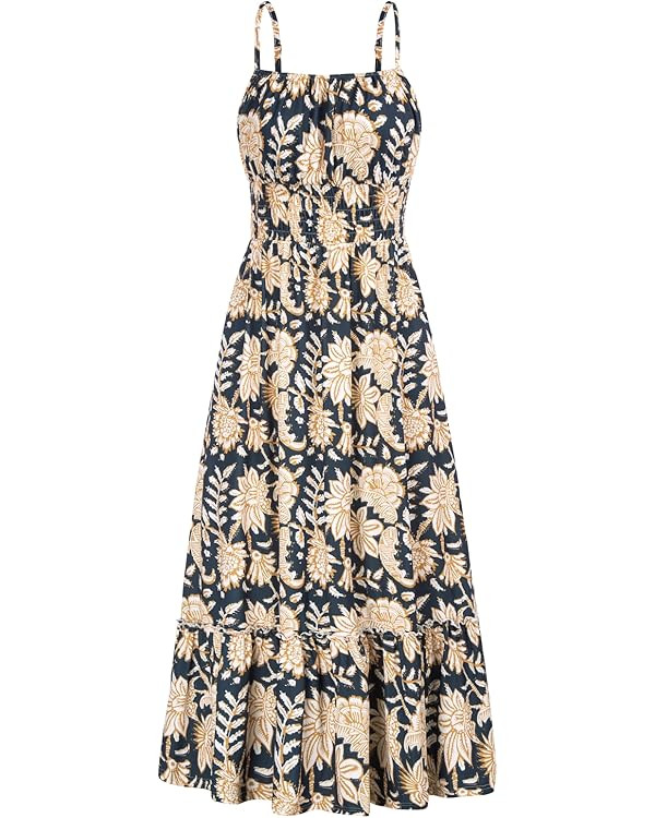 GRACE KARIN Womens 2025 Summer Maxi Dress Sleeveless Floral Spaghetti Strap Smocked Boho Beach Lo... | Amazon (US)