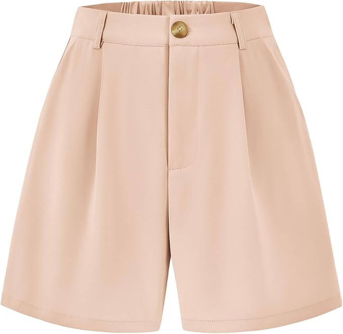 KIRUNDO Women's Shorts 2024 Trendy Summer Dressy Elastic High Waisted Pleated Business Casual Wor... | Amazon (US)