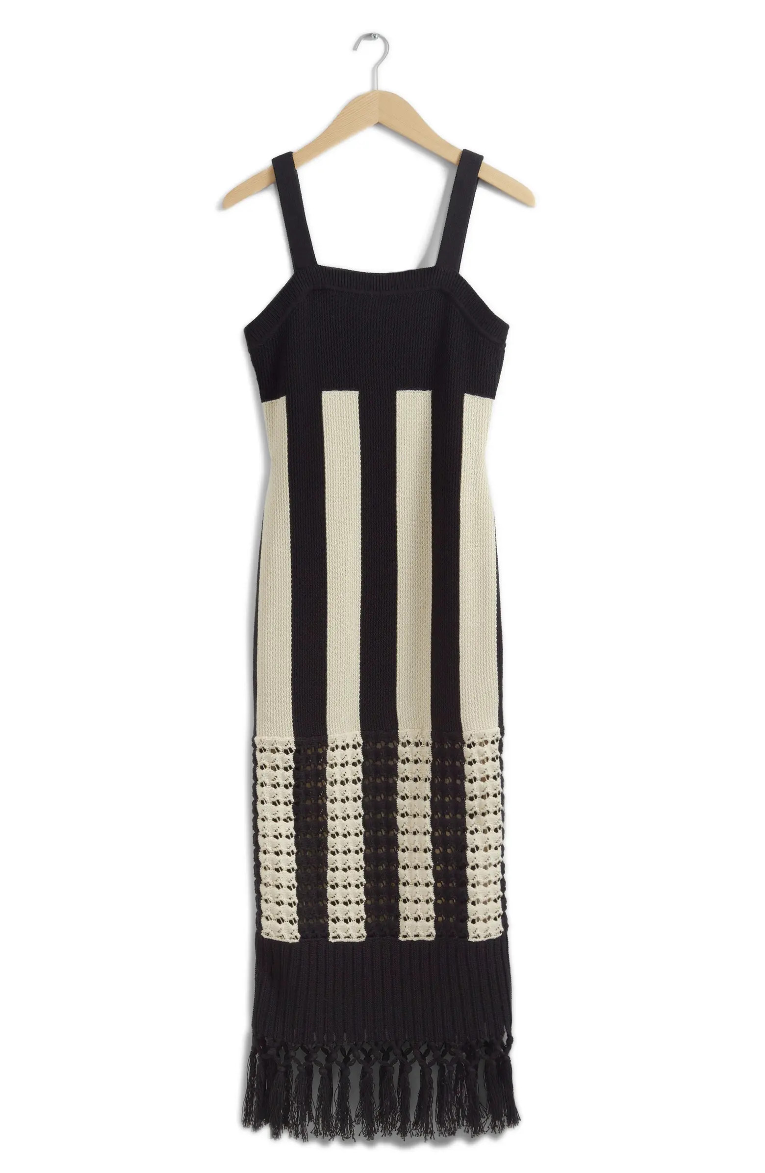 & Other Stories Fringe Hem Stripe Cotton Sweater Dress | Nordstrom | Nordstrom