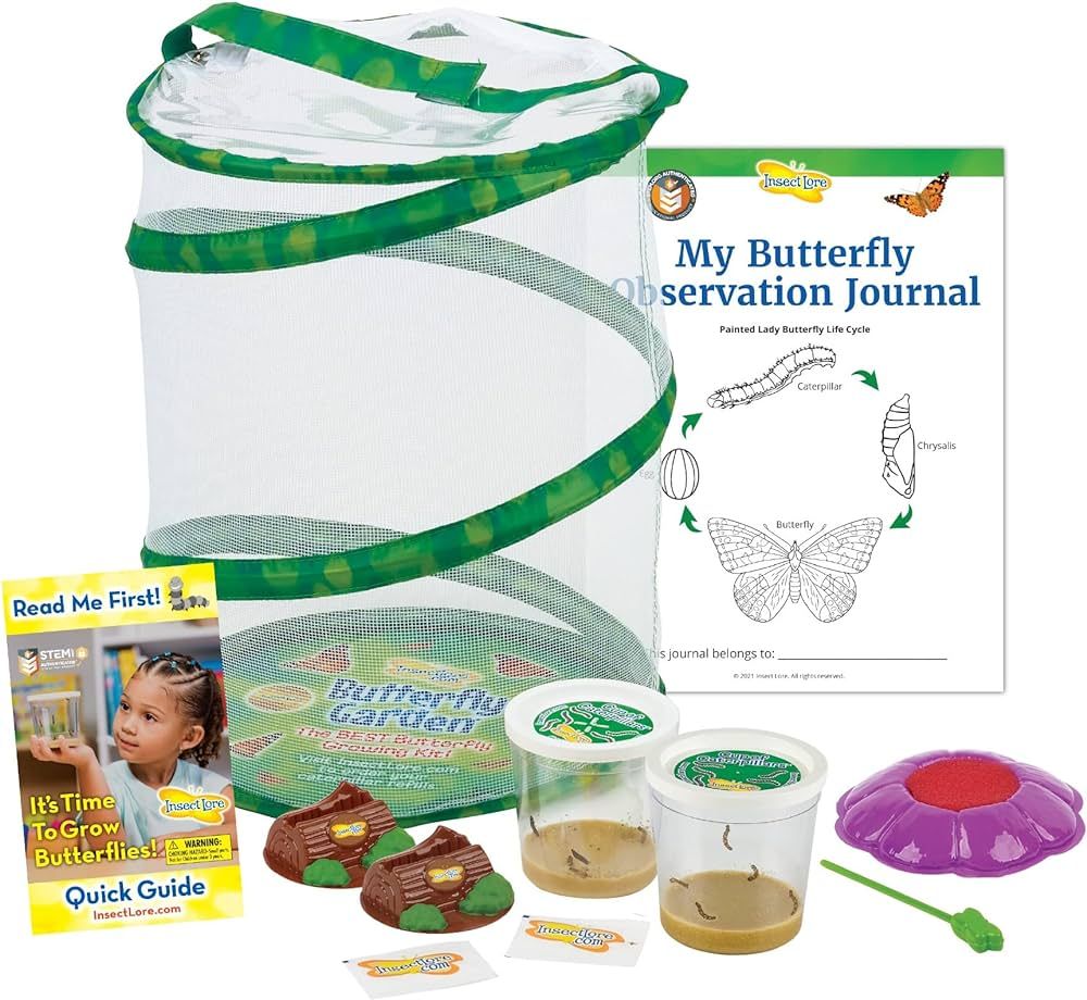 Insect Lore Butterfly Garden: Original Habitat and Two Live Cups of Caterpillars with STEM Butter... | Amazon (US)