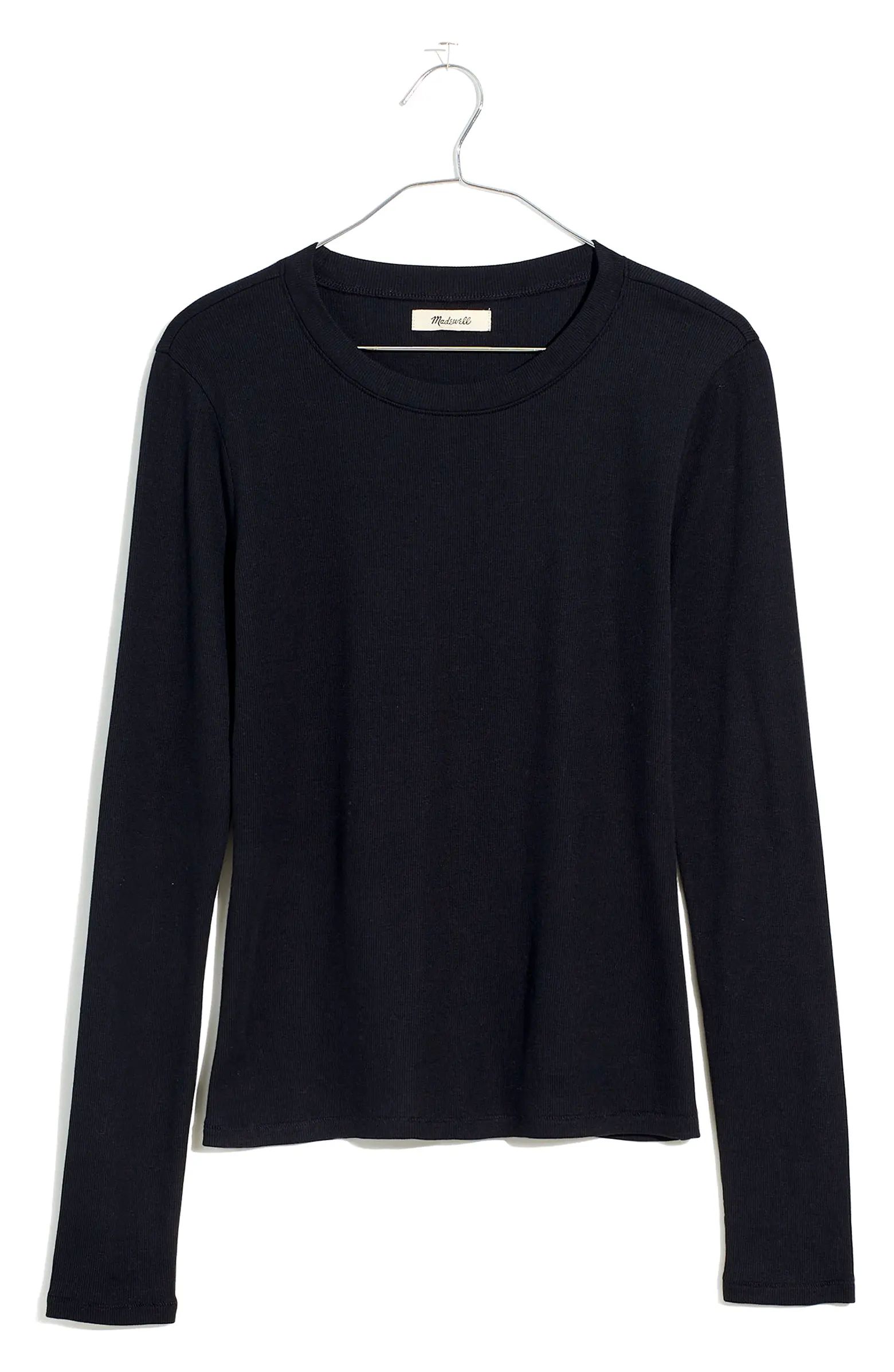 Madewell Fine Ribbed Crewneck Long Sleeve Tee | Nordstrom | Nordstrom