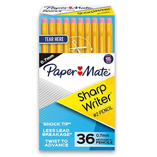 Paper Mate SharpWriter Mechanical Pencils 0.7 mm 2 Pencil Pencils for School Supplies, Yellow, 36... | Amazon (US)