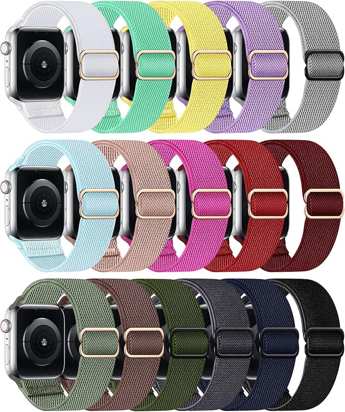 Stretchy Nylon Band Compatible with Apple Watch Band 38mm 40mm 41mm 42mm 44mm 45mm Women Men, Adj... | Amazon (US)