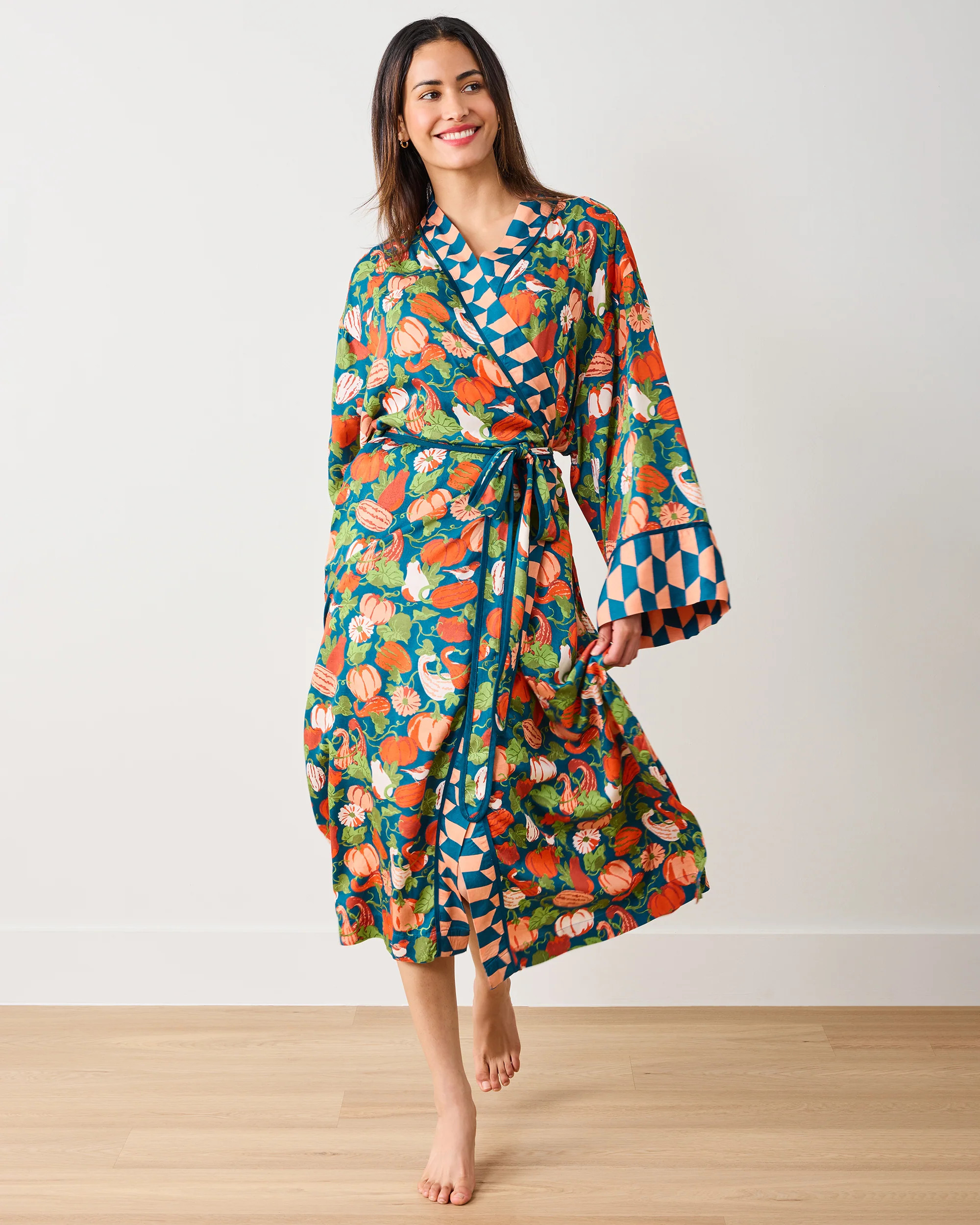 Pumpkin Patch - Eco Satin Robe - Midnight Harvest | Printfresh