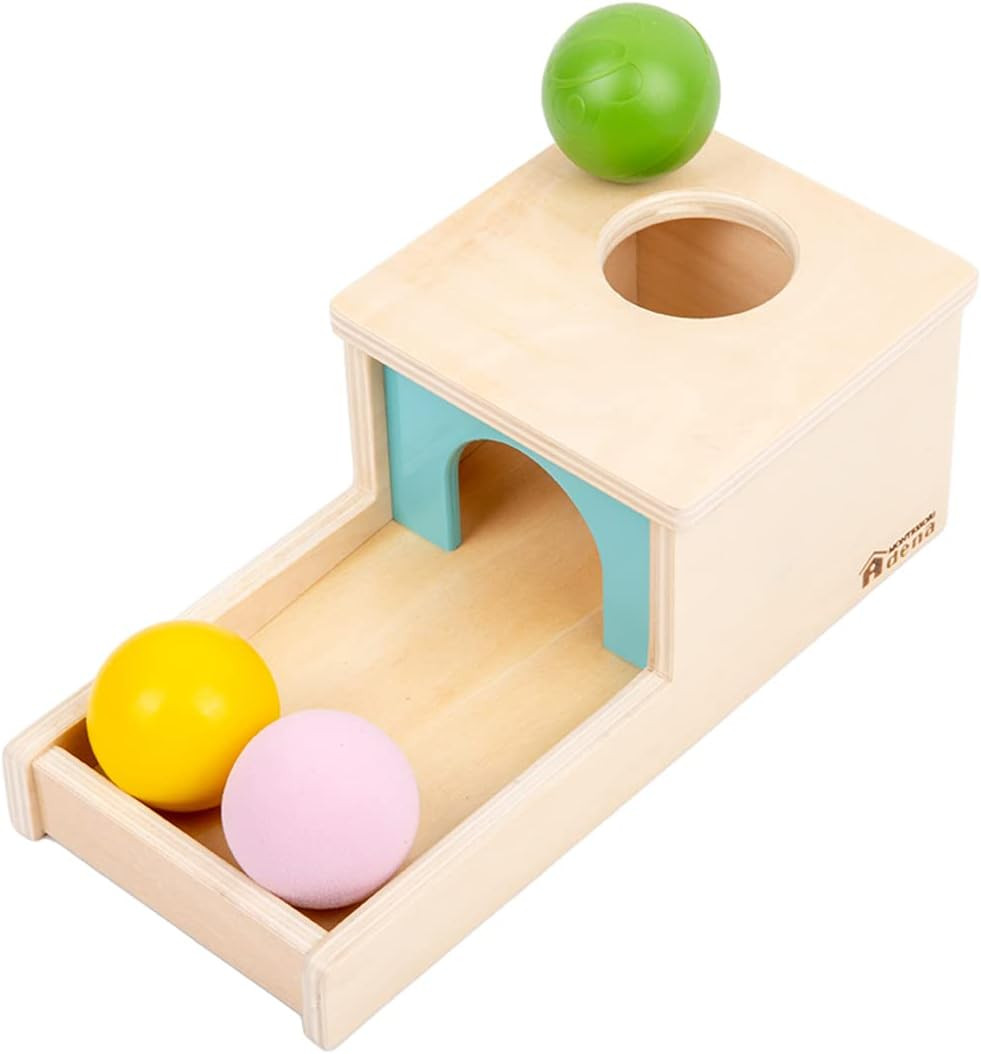 Adena Montessori Wooden Toy for 6-12 Month Baby 3 Balls with Tray, Object Permanence Box Colorful Learning Education Toy for Toddler Kid 1-2 Year Old, Preschool Developmental Girl and Boy Gift | Amazon (US)