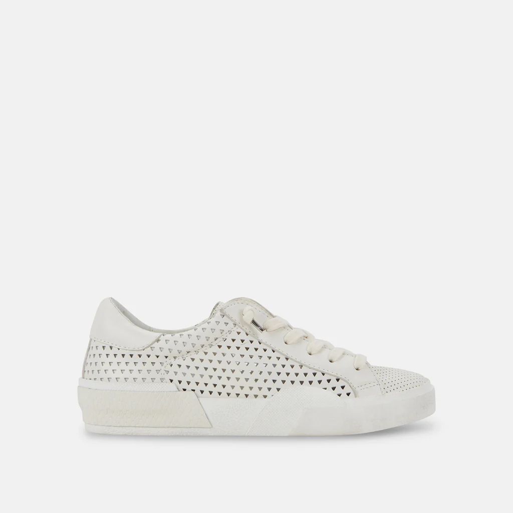 ZINA PERFORATED SNEAKERS WHITE PERFORATED LEATHER | DolceVita.com