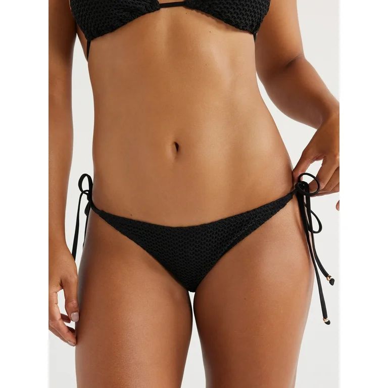 Love & Sports Women's Macrame String Bikini Bottoms with Beads, Black, Sizes XS-XXL | Walmart (US)