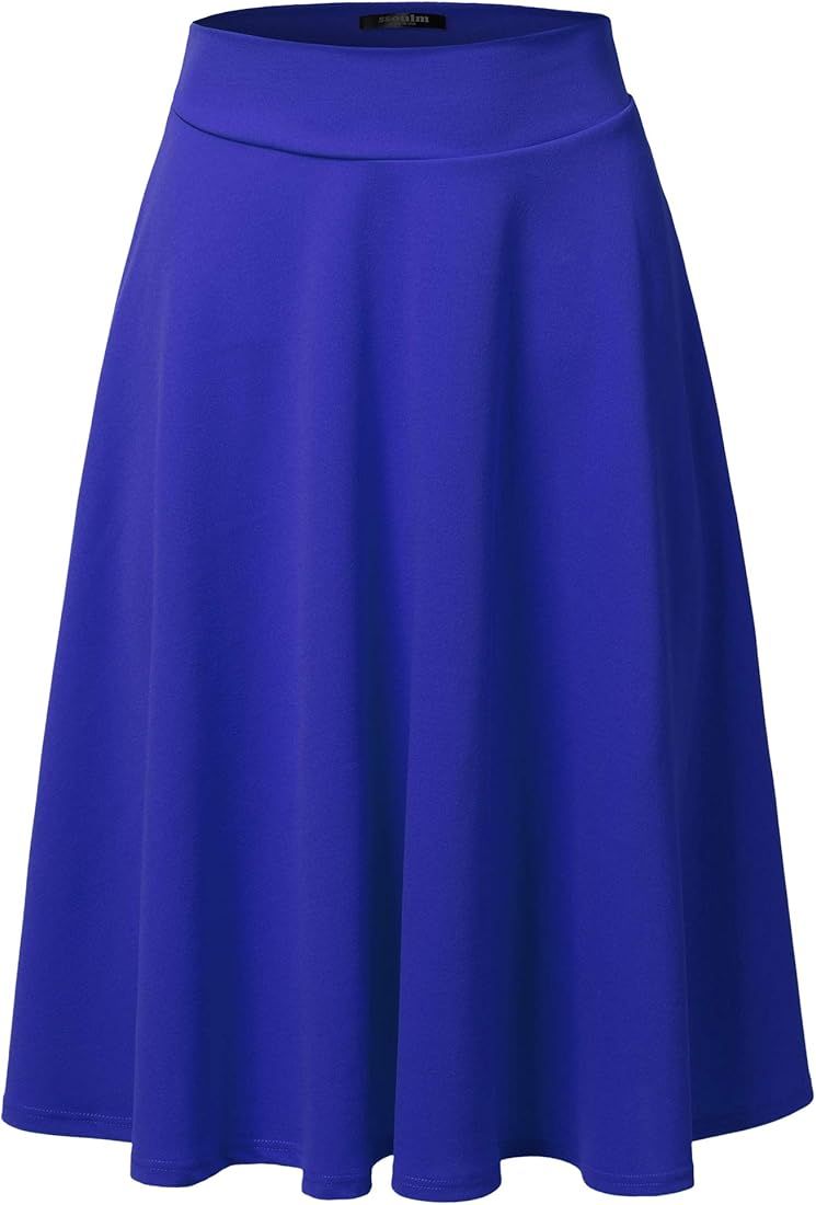 SSOULM Women's High Waist Flare A-Line Midi Skirt with Plus Size | Amazon (US)