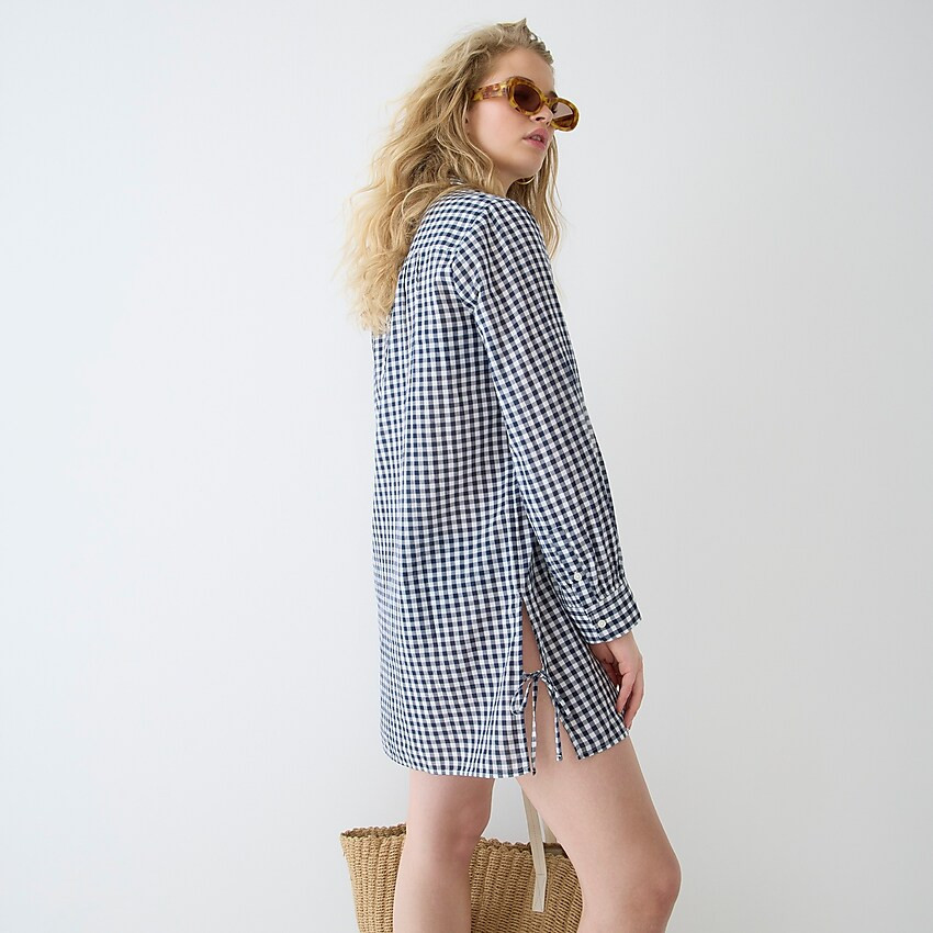 Cotton voile tunic cover-up in gingham | J. Crew US