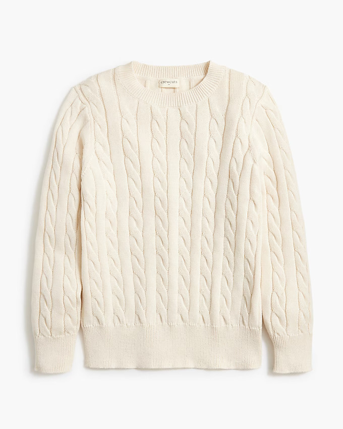 Kids' cable-knit crewneck sweater | J.Crew Factory