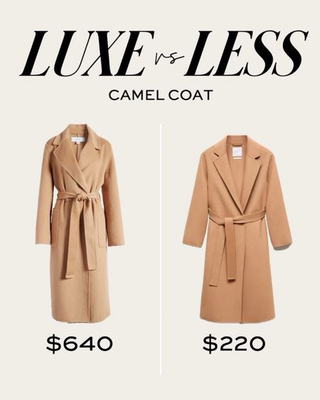 Luxe or less / save or splurge 
Mango camel coat on salee
Reiss camel coat 
Fall coats



#LTKstyletip #LTKsalealert #LTKworkwear