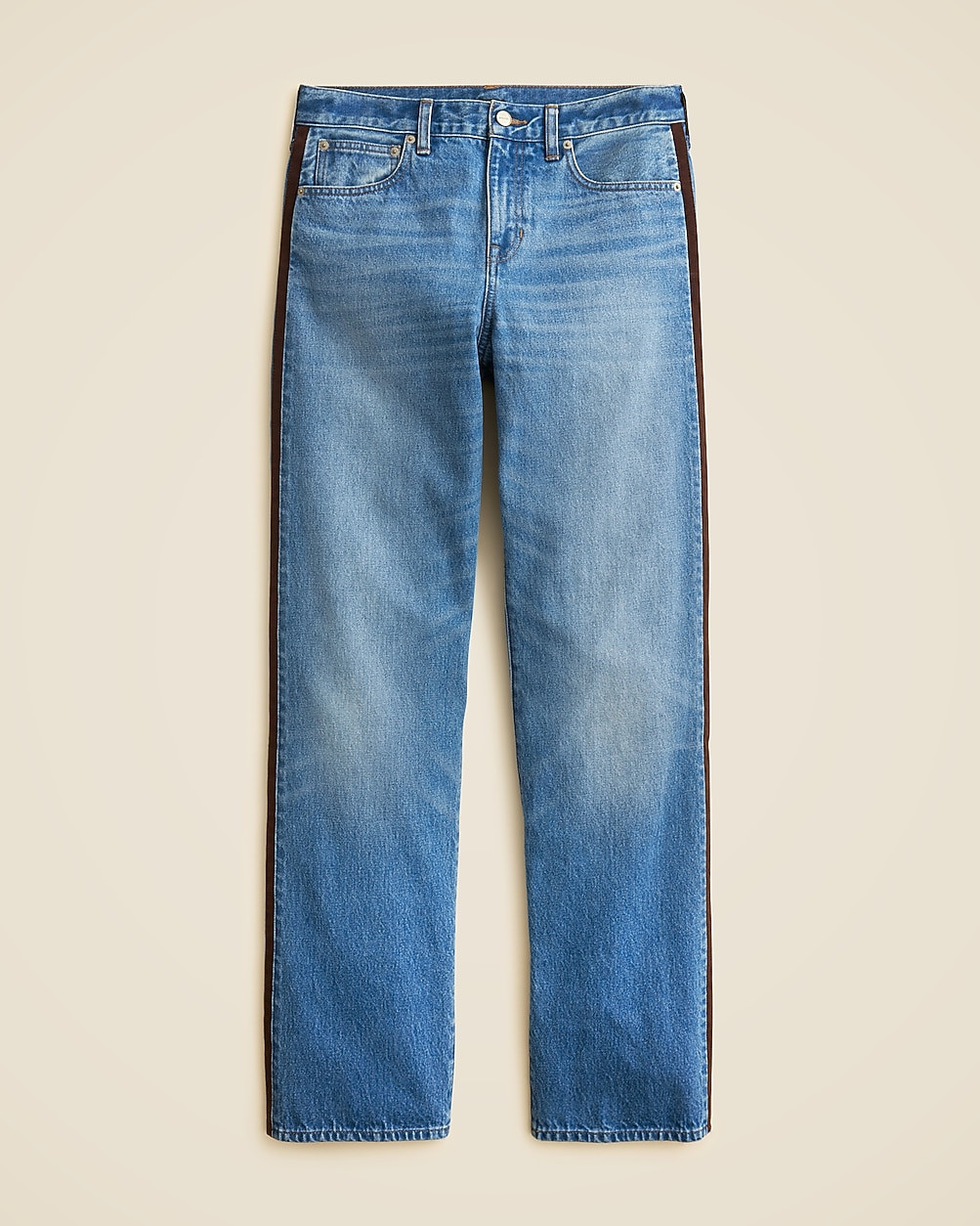 Mid-rise relaxed straight jean with suede stripe | J. Crew US