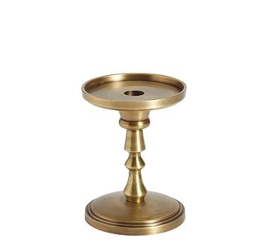 Booker Pillar Candleholders - Brass | Pottery Barn (US)