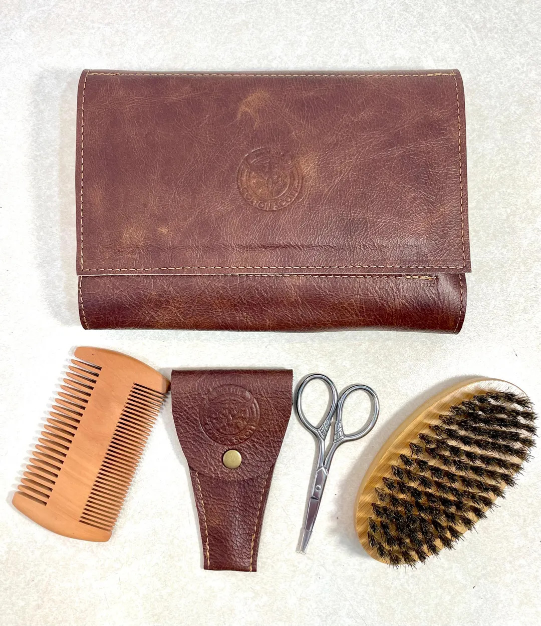 Genuine Leather Travel Beard Care Kit: Handmade Organizer - Etsy | Etsy (Global)