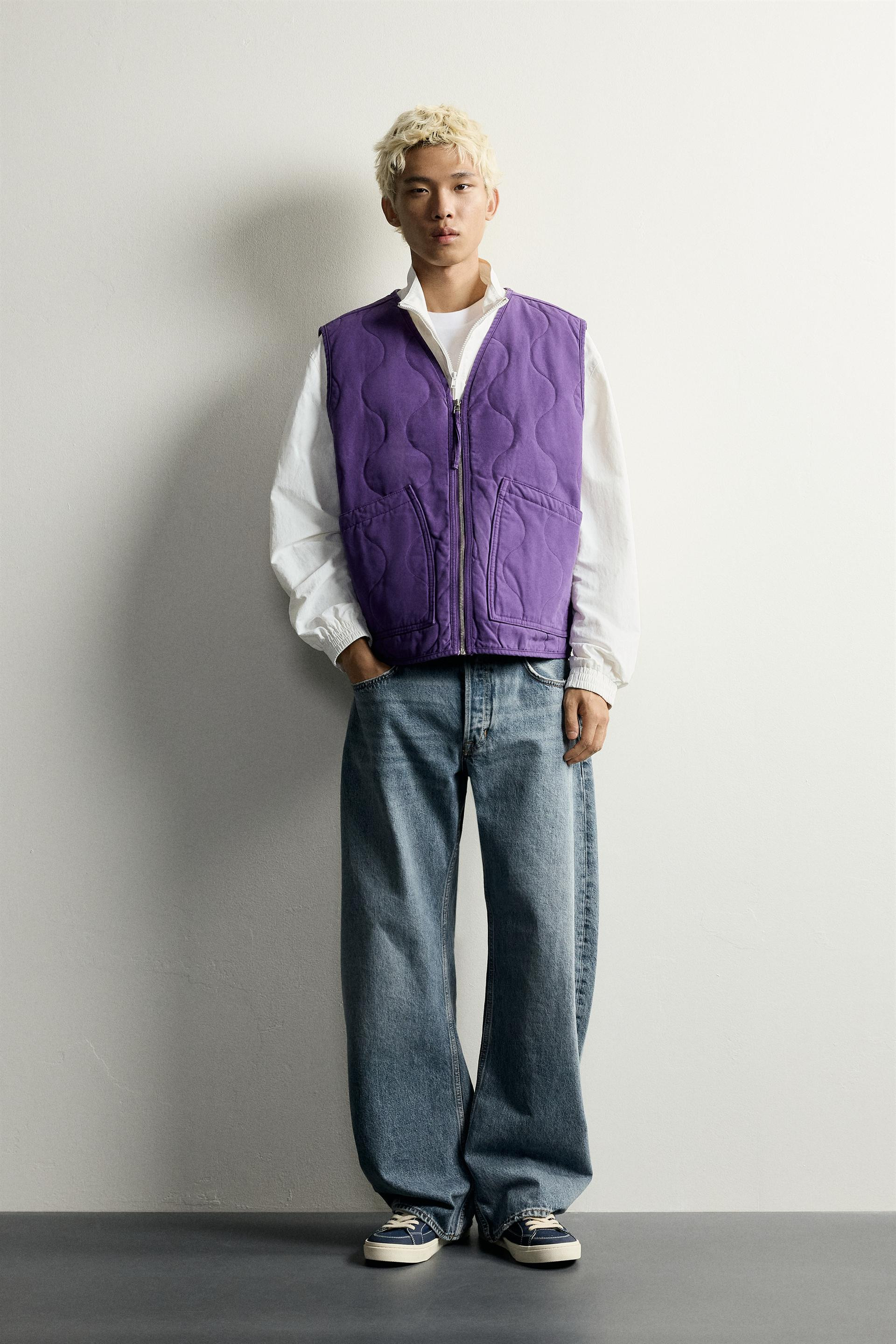 Zara - Weste Mit Wascheffekt Und Zierstichen - Violett - M - Herren | Zara DE