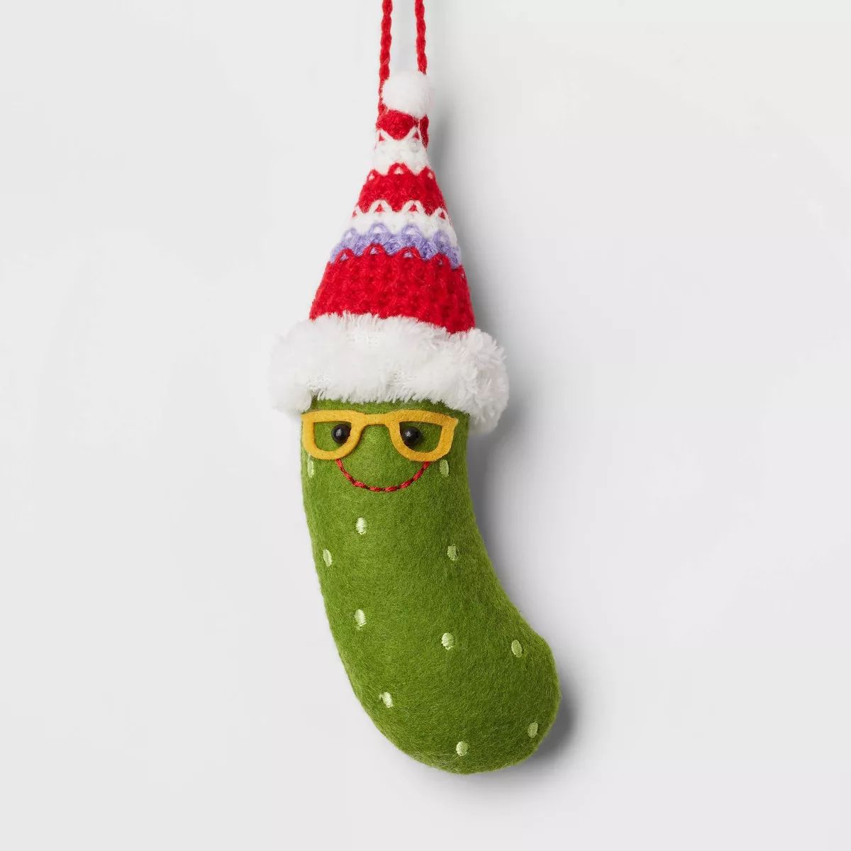 Felt Pickle Wearing Hat and Sunglasses Christmas Tree Ornament Green - Wondershop™ | Target
