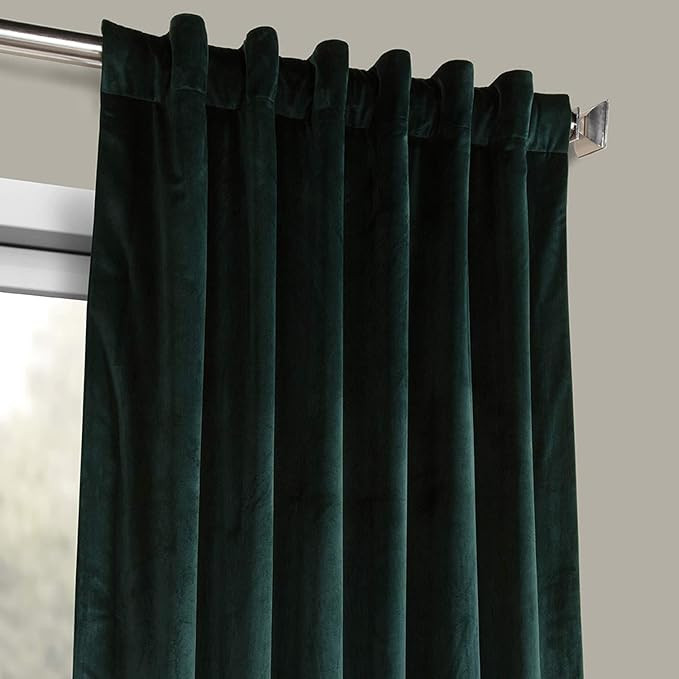 HPD Half Price Drapes VPYC Heritage Plush Velvet Curtain (1 Panel), 50 X 84, Forestry Green | Amazon (US)